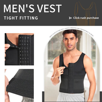 Men’s Slimming Body Shaper Vest – Waist Trainer Compression Shirt, Tummy Control Corset Shapewear & Abdomen Slimming Underwear