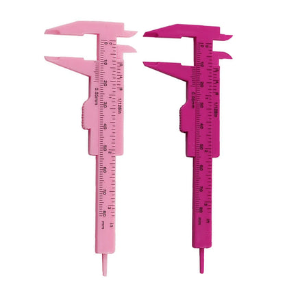 Rose Pink 0-80mm Double Scale Sliding Gauge - Permanent Makeup & Tattoo Measuring Tool for Eyebrow and Lip Lines