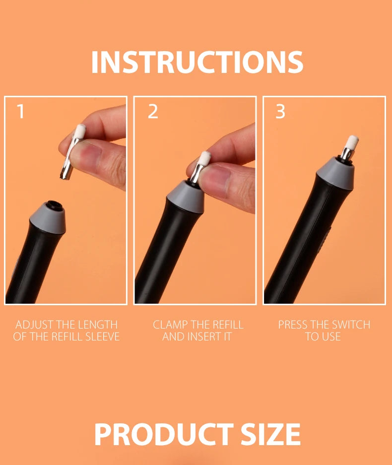 Adjustable Electric Eraser for School — Automatic Sketch & Drawing Rubber with Refill