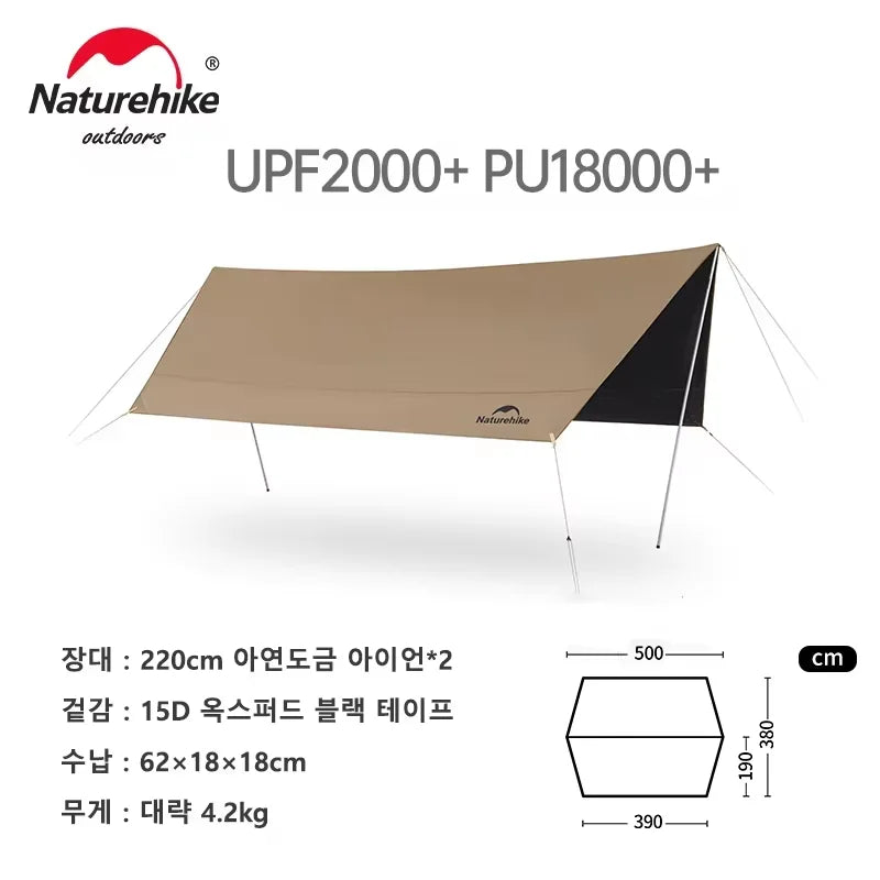 Naturehike Camping Sun Shelter - 17㎡ Waterproof Canopy Awning for 10–12 People, Beach & Outdoor Shade Tent