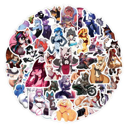 60PCS Aesthetic Furry Graffiti Stickers - Cute DIY Decals for Diaries, Phone Cases, Scrapbooks, and Handmade Crafts