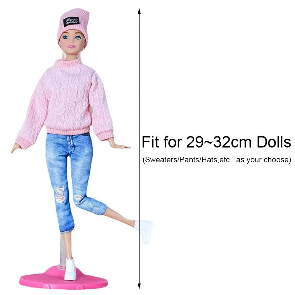 1/6 Doll Winter Fashion Outfit – Handmade Sweaters, Pants & Hats for 29–32cm Dolls