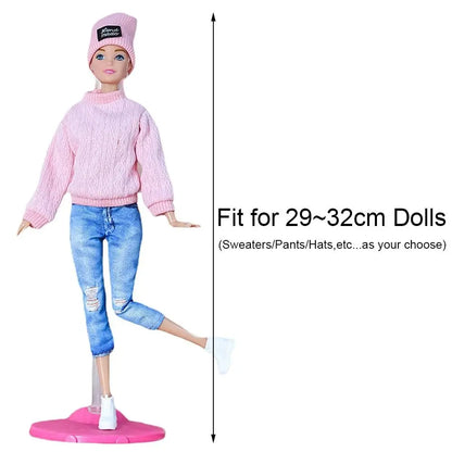 1/6 Doll Winter Fashion Outfit – Handmade Sweaters, Pants & Hats for 29–32cm Dolls