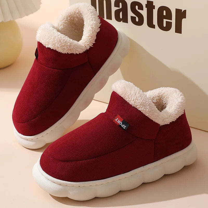Smile PoP Winter Plush Men’s Shoes – Classic Indoor & Outdoor Non-Slip House Slippers for Men & Women, Casual Bedroom Footwear