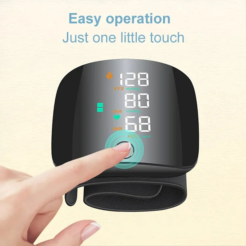 Rechargeable Digital Wrist Blood Pressure Monitor - Portable Heart Rate Monitor and Sphygmomanometer