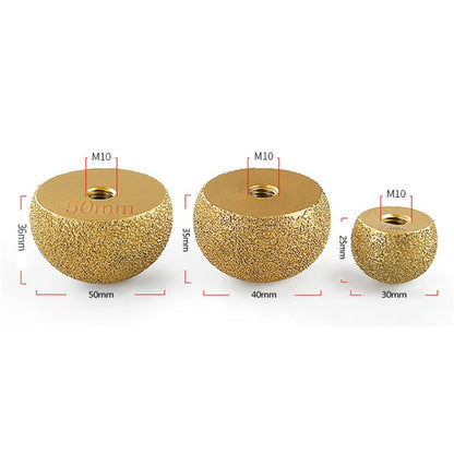 Diamond Brazed Round Grinding Head: Abrasive Tool for Internal Arc Grinding of Stones - Engraving Tool with Mushroom Head Design