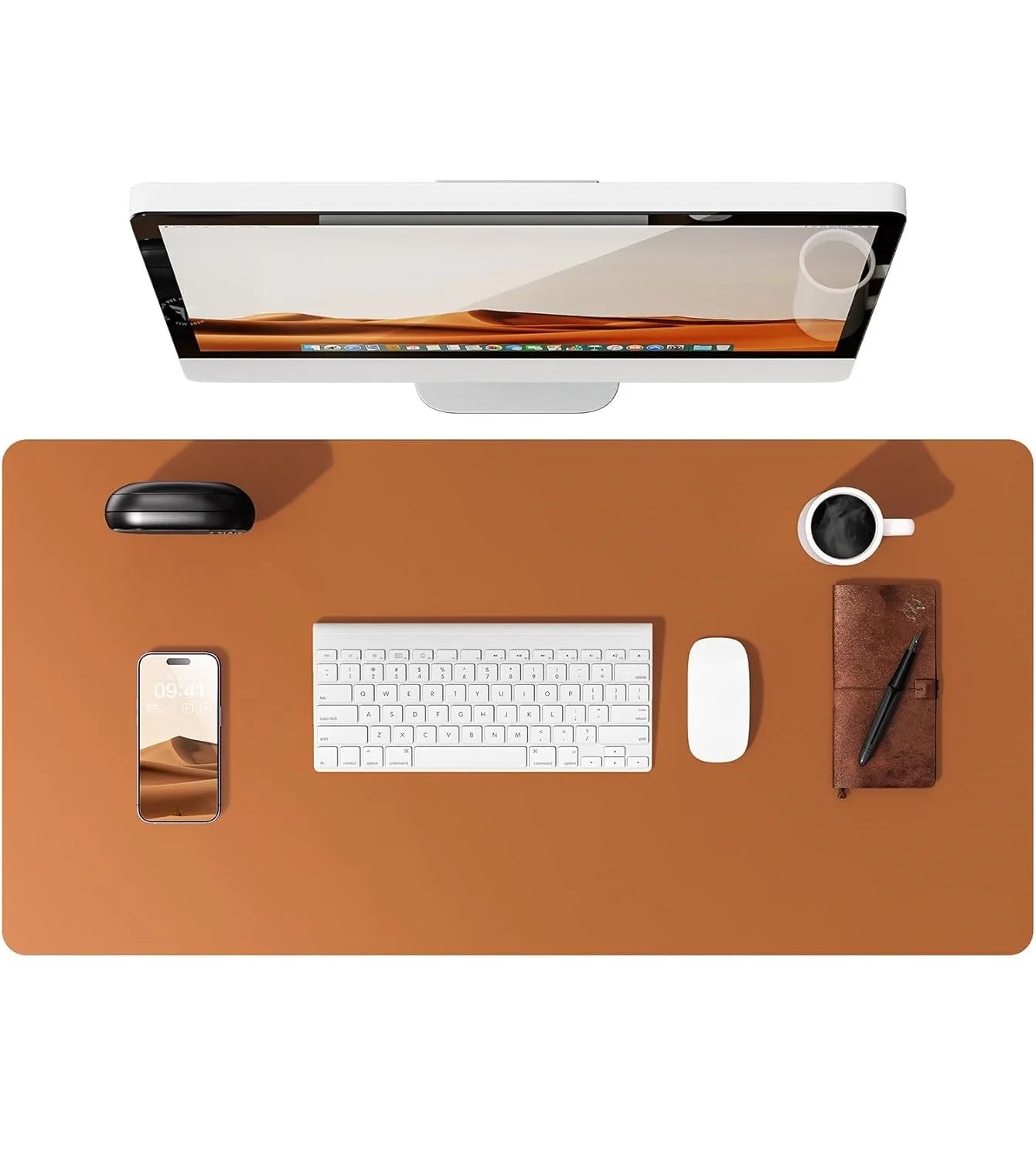 Large Leather Mouse Pad Desk Mat - Non-Slip PU Leather Office Desk Protector for Laptop & Workspace Setup