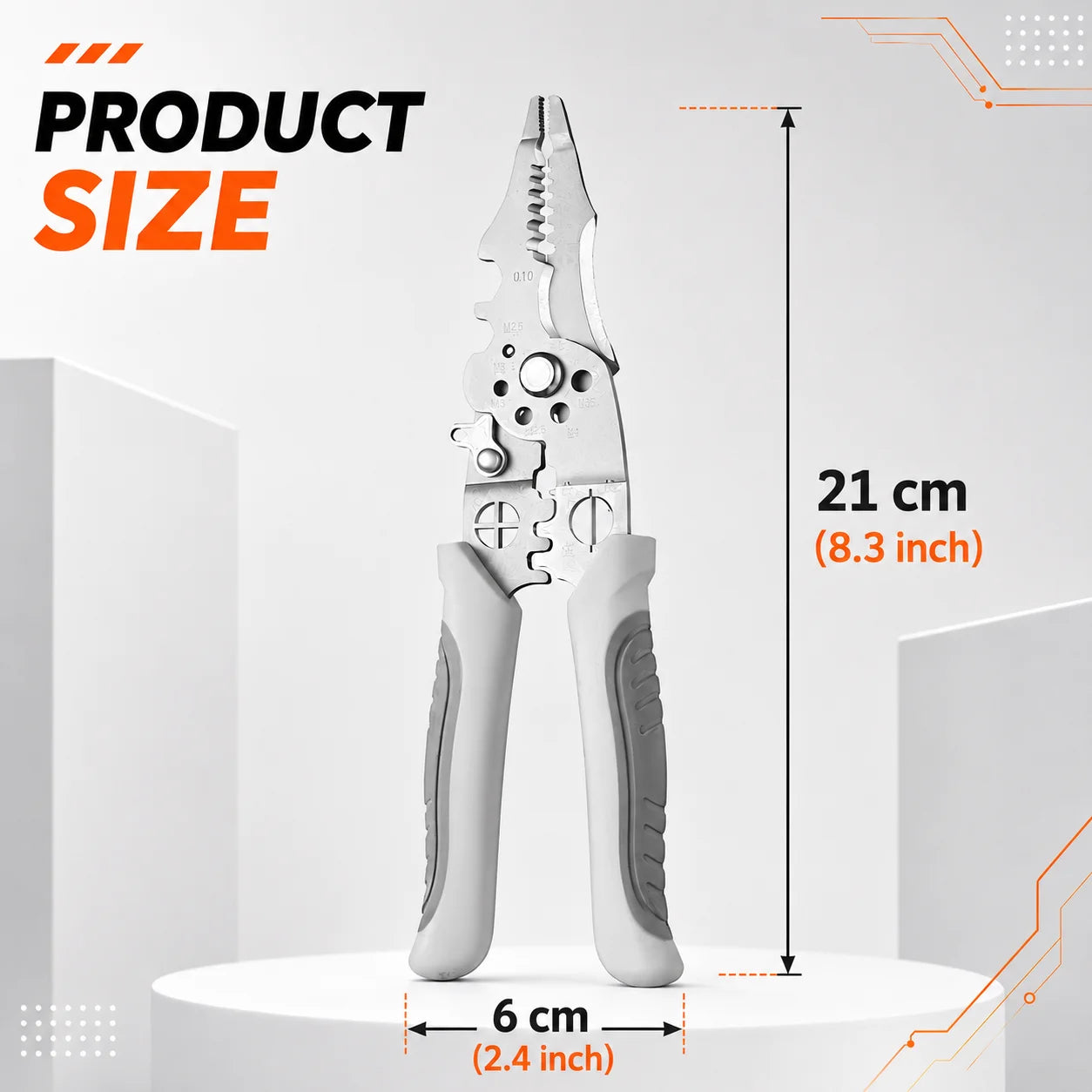 8.5 Inch Heavy Duty Wire Stripper Pliers - Stainless Steel Electrical Cutter and Crimper Tool with Ergonomic Grip