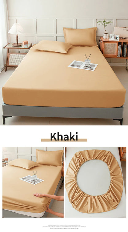 Waterproof Fitted Bed Sheet – 360 Elastic Band Mattress Protector for Single, Double, King & Queen Size
