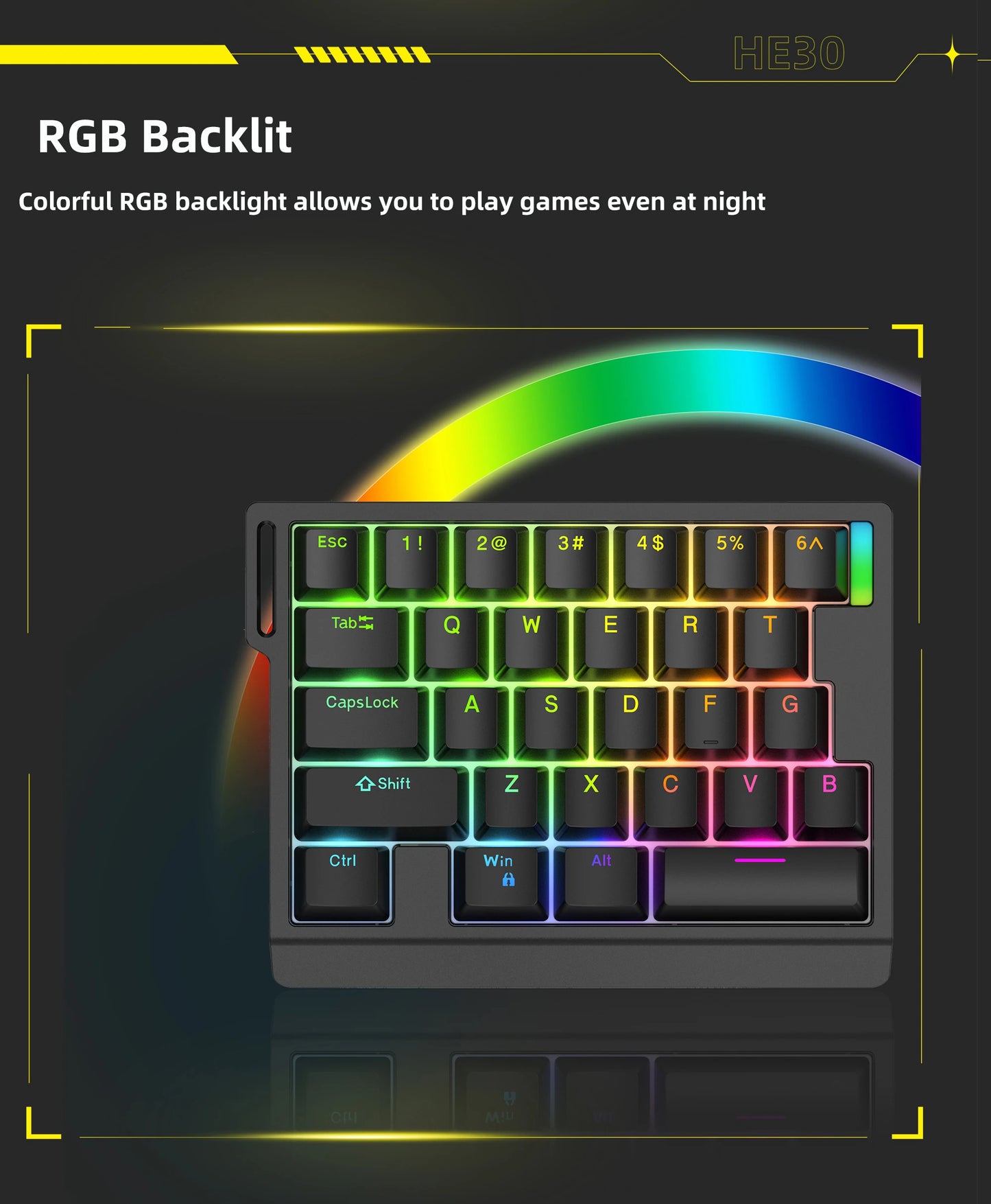 HE30 One-Handed Mechanical Gaming Keyboard – 29 Keys with Magnetic Switch, Smart Speed & Quick Trigger for E-Sports