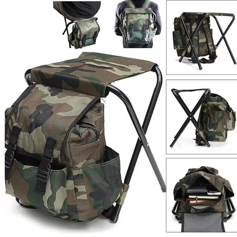 Backpack Cooling Chair – Folding Seat Stool with Mountaineering Bag, Lightweight Outdoor Equipment for Camping, Hiking & Traveling