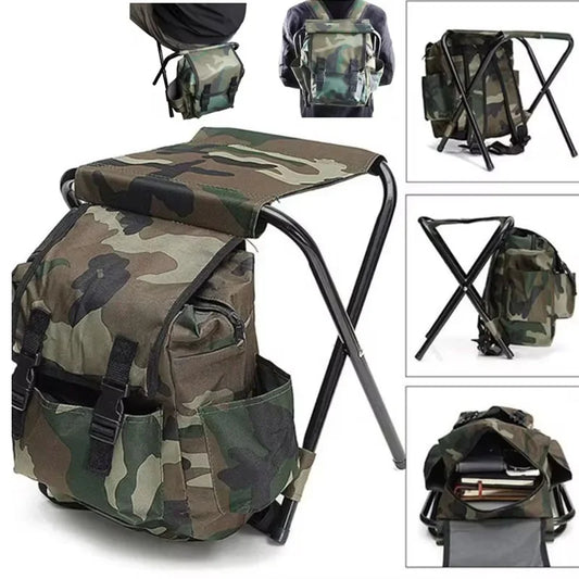 Backpack Cooling Chair – Folding Seat Stool with Mountaineering Bag, Lightweight Outdoor Equipment for Camping, Hiking & Traveling