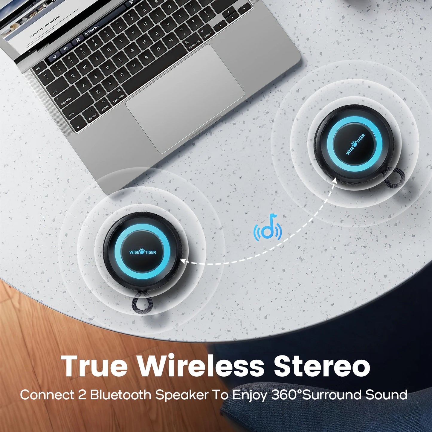 WISETIGER P1S 15W Mini Portable Sound Box - IPX7 Waterproof Outdoor Speaker with Bass Boost, TWS Dual Pairing, and BT5.3 Wireless Connectivity