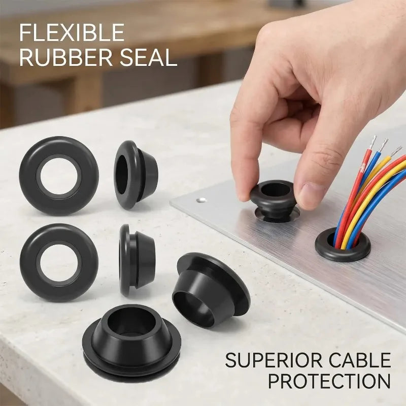 Rubber Grommet Assortment Kit - Cable Wire Protection, Anti-Friction & Hole Plug Rings