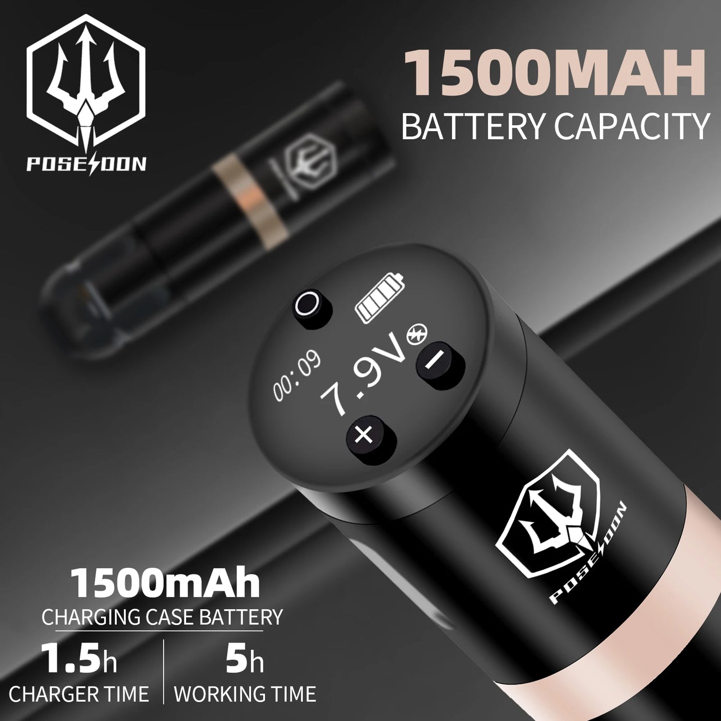 POSEIDON Wireless Rotary Tattoo Pen Set – High-Quality Coreless Motor Machine Kit for Professional Tattoo Artists