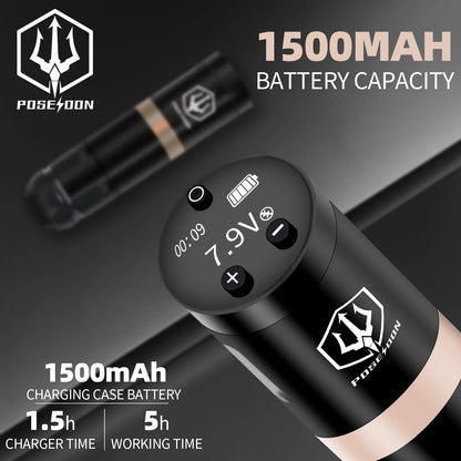 POSEIDON Wireless Rotary Tattoo Pen Set – High-Quality Coreless Motor Machine Kit for Professional Tattoo Artists