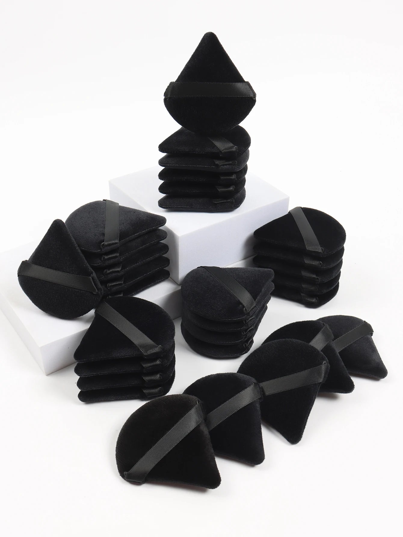 Black Triangle Makeup Puff - Soft Velvet Facial Sponge for Foundation Blending and Cosmetic Application
