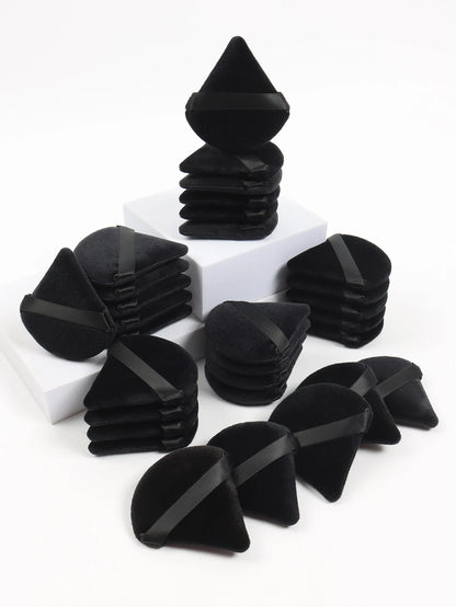 Black Triangle Makeup Puff - Soft Velvet Facial Sponge for Foundation Blending and Cosmetic Application