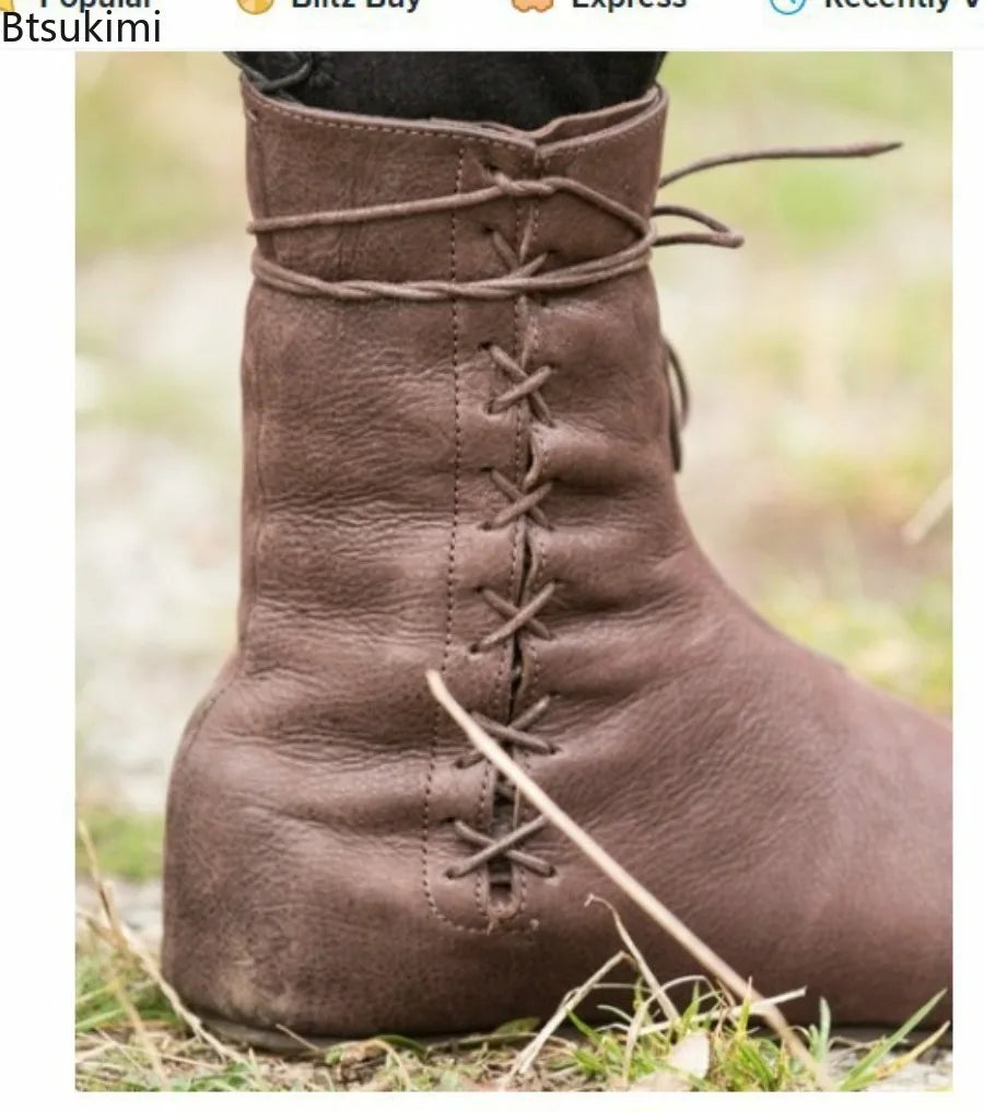 Men’s Medieval Renaissance Boots - Retro Knight Hunter Prince Cosplay Halloween Pirate Shoes