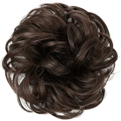 Synthetic Messy Hairpiece Chignon Scrunchie – Blonde & Brown Donut Bun for Women, Elastic Daily Use Hair Extension H9