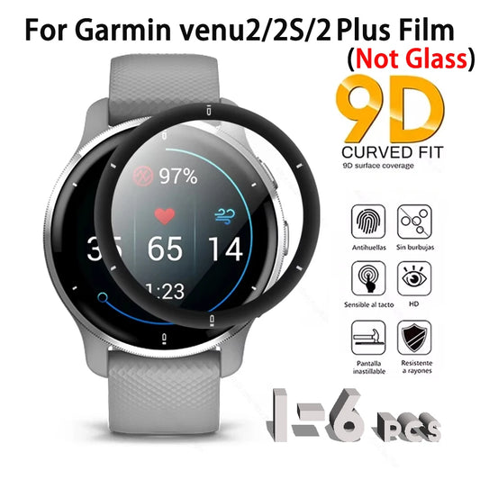 Protective Film for Garmin Venu 2/2S/2Plus – Curved Soft Edge Clear Full-Coverage Anti-Scratch Screen Protector