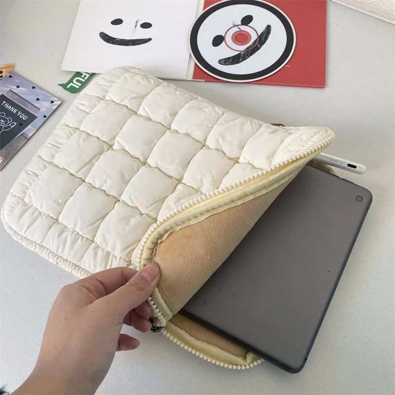 Puffy Quilted Laptop Bag Sleeve 11-15.6 Inch — Protective Notebook Cover for MacBook Air/Pro, iPad, Lenovo, HP