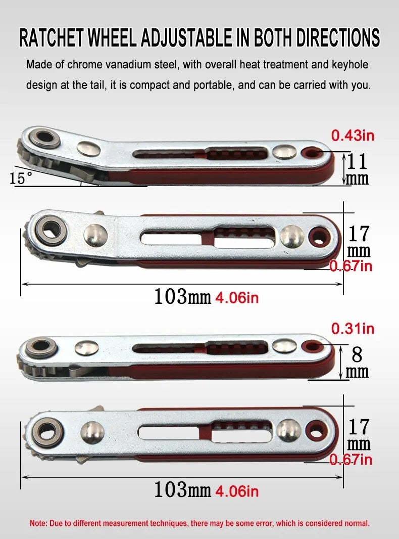 Multifunctional Bidirectional Ratchet Screwdriver — Forward & Reverse Elbow Wrench with Flat and Cross Heads