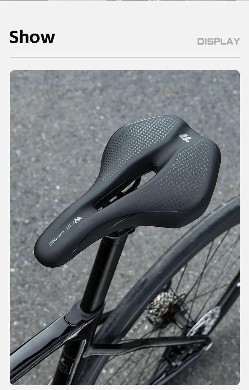 WEST BIKING Bicycle Saddle — Comfortable Hollow PU Leather Bike Seat | Wear-Resistant Road Cycling Cushion