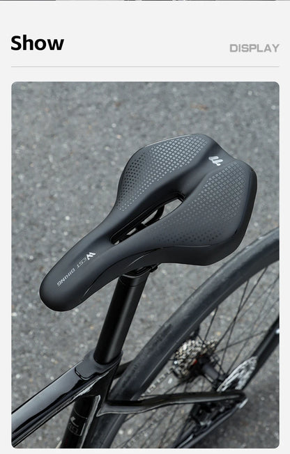 WEST BIKING Bicycle Saddle — Comfortable Hollow PU Leather Bike Seat | Wear-Resistant Road Cycling Cushion