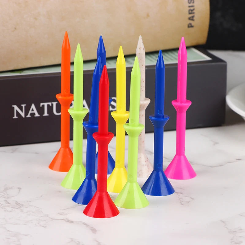 10Pcs 83mm Plastic Golf Tees – Nail Ball Wine Cup Design, Low Friction Anti-Side Spin Training Tees for Golf Practice
