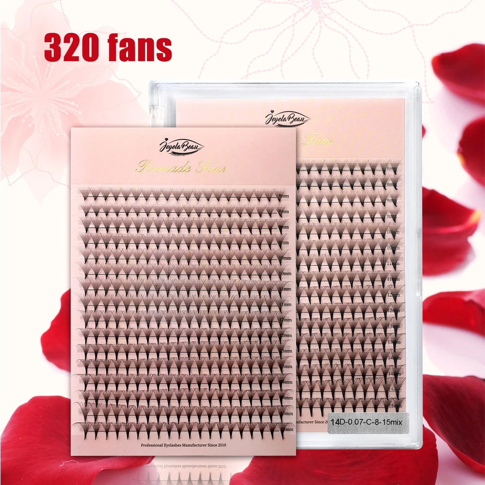 Goddess Premade Volume Lash Fans — 4D to 20D Faux Mink Individual Eyelash Extensions, Pointy Stem 320 Fans