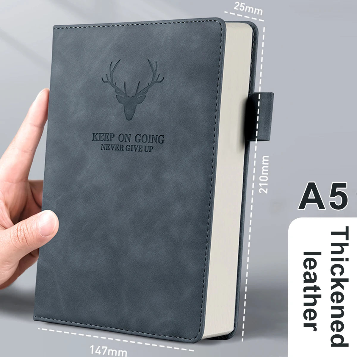 A5 Thickened Deer Head Notebook – Business PU Soft Leather Notepad with Horizontal Lines, School & Office Stationery Supplies