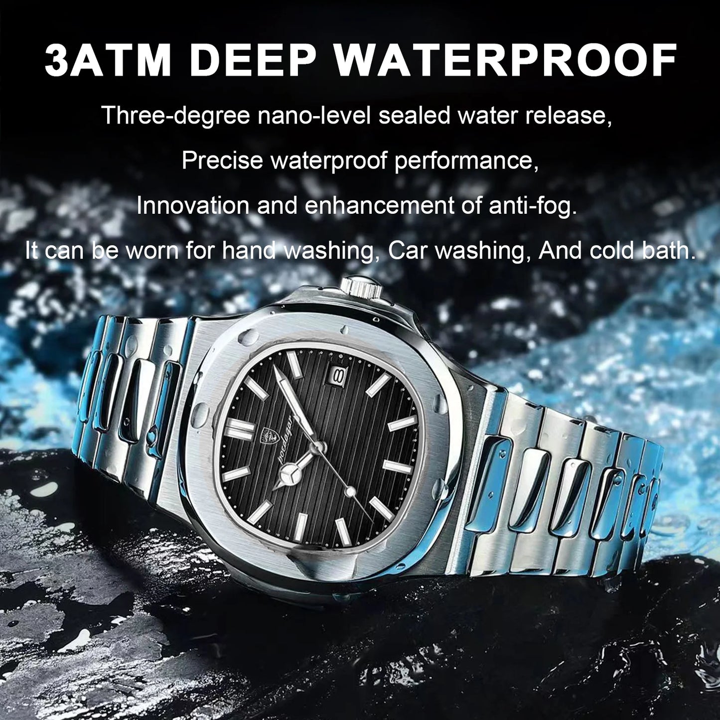 POEDAGAR Luxury Men's Sports Watch — Waterproof Luminous Quartz Wristwatch with Square Dial & Date