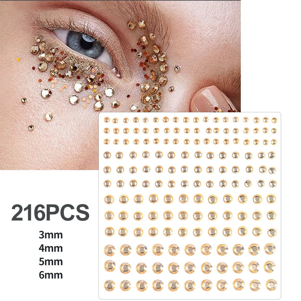 3D Holographic Teardrop Rhinestone Stickers - Self-Adhesive Crystal Diamond Face, Eye & Hair Decoration Tattoos