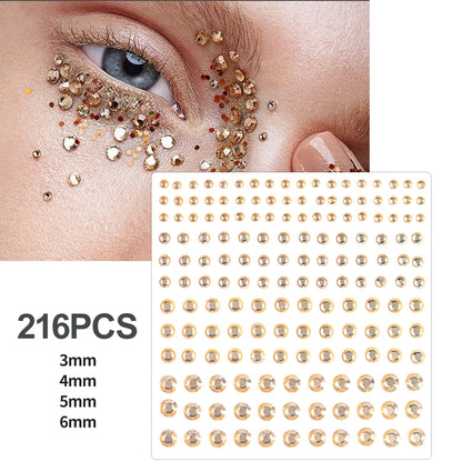 3D Holographic Teardrop Rhinestone Stickers - Self-Adhesive Crystal Diamond Face, Eye & Hair Decoration Tattoos