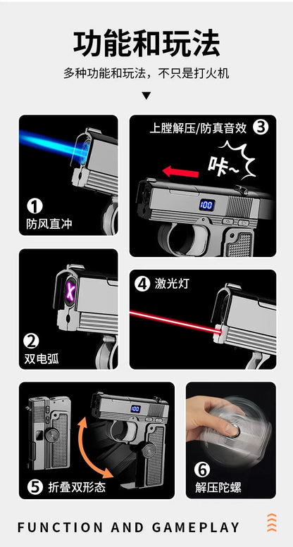 2025 Windproof Dual-Use Laser Lighter – Electric & Gas Multifunctional Metal Lighter for Men