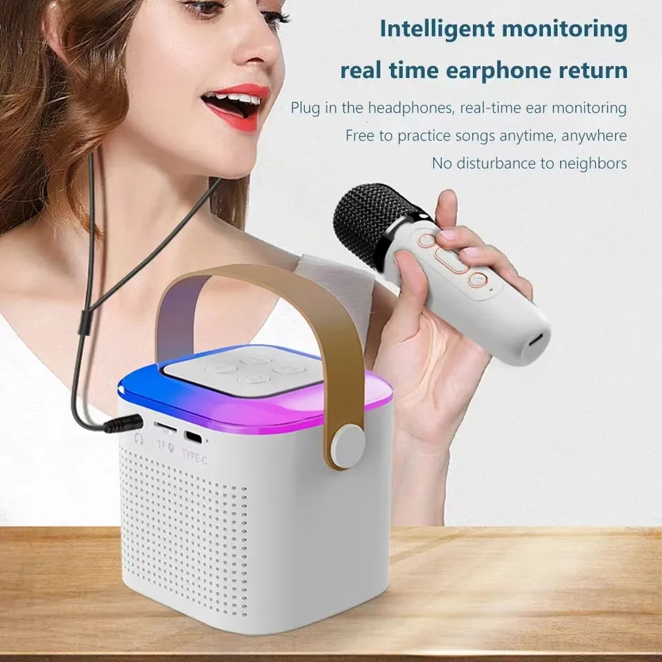 New Karaoke Machine - Portable Bluetooth Speaker System with Subwoofer, 1-2 Wireless Microphones, and Music Player for Adults and Kids!