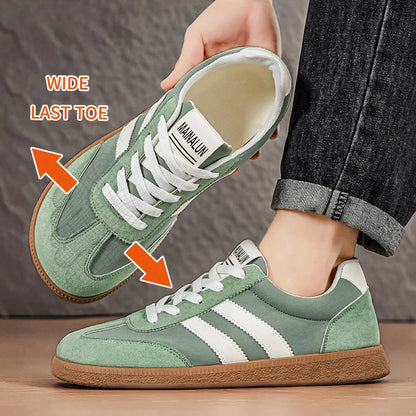 Men’s Wide Width Sneakers - Large Size PU Upper Low-Top Shoes for Work, Travel & Indoor/Outdoor Wear
