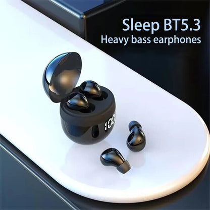 SK18 Mini Invisible Bluetooth 5.3 Headphones - Bass Sleep Earphones with HD Microphone & Noise Cancellation