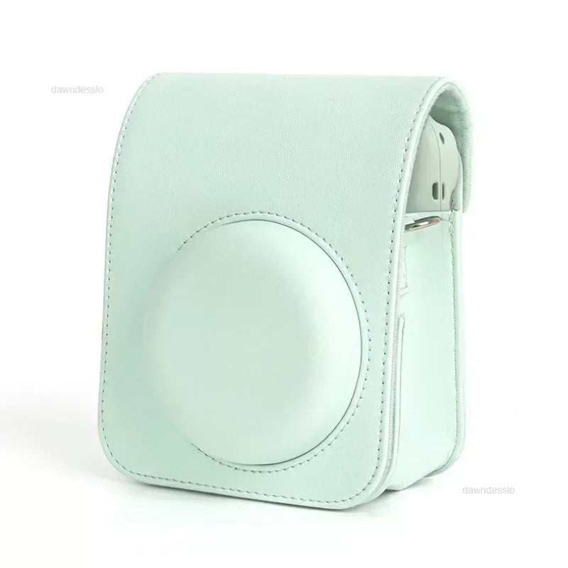 Instax Mini 12 Camera Case - PU Leather Soft Protective Travel Bag with Shoulder Strap for Fujifilm Film Cameras