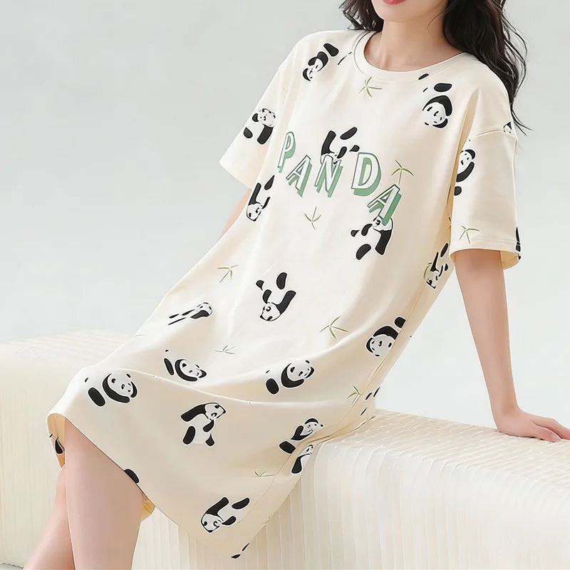 Women’s Cute Cat Nightgown - Plus Size Summer Cartoon Nightdress & Comfortable Sleepwear