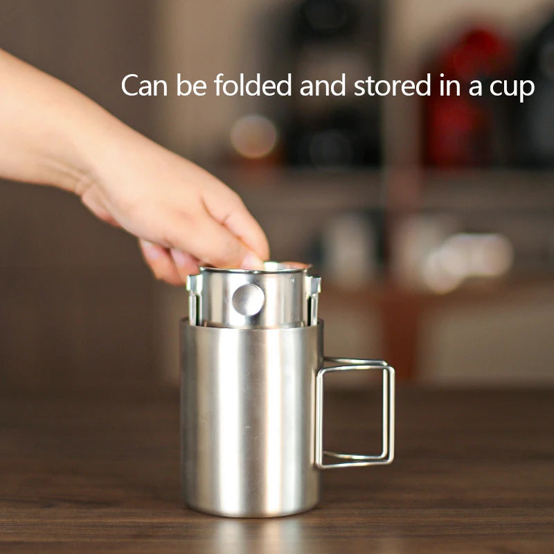 304 Stainless Steel Hanging Ear Coffee Filter Cup - Portable Hand Flush Filter with Filter Paper, Filter-free Funnel Coffee Utensils