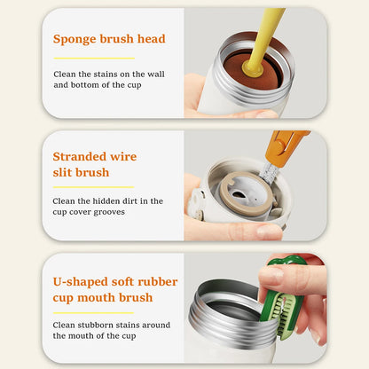 3-In-1 Long Handle Bottle Cleaning Brush - Sponge Bottle Gap Cleaner and Cup Cleaner for Kitchen
