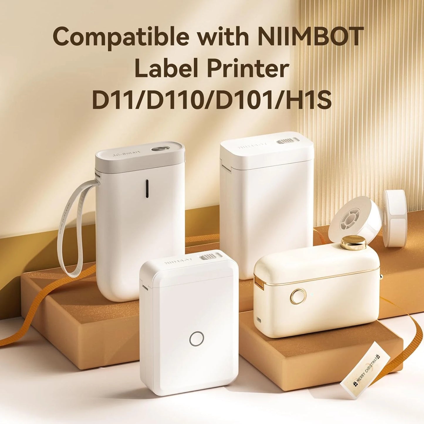 Niimbot D11/D110/D11H/D110M Label Sticker Paper, Self-Adhesive Waterproof Pure White Thermal Printer Labels for Home & Office Use