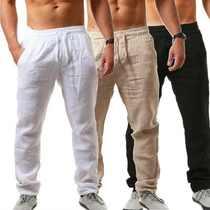 Men's Linen Pants – Breathable Summer Trousers, Solid Color Jogging Fitness Sweatpants for Streetwear