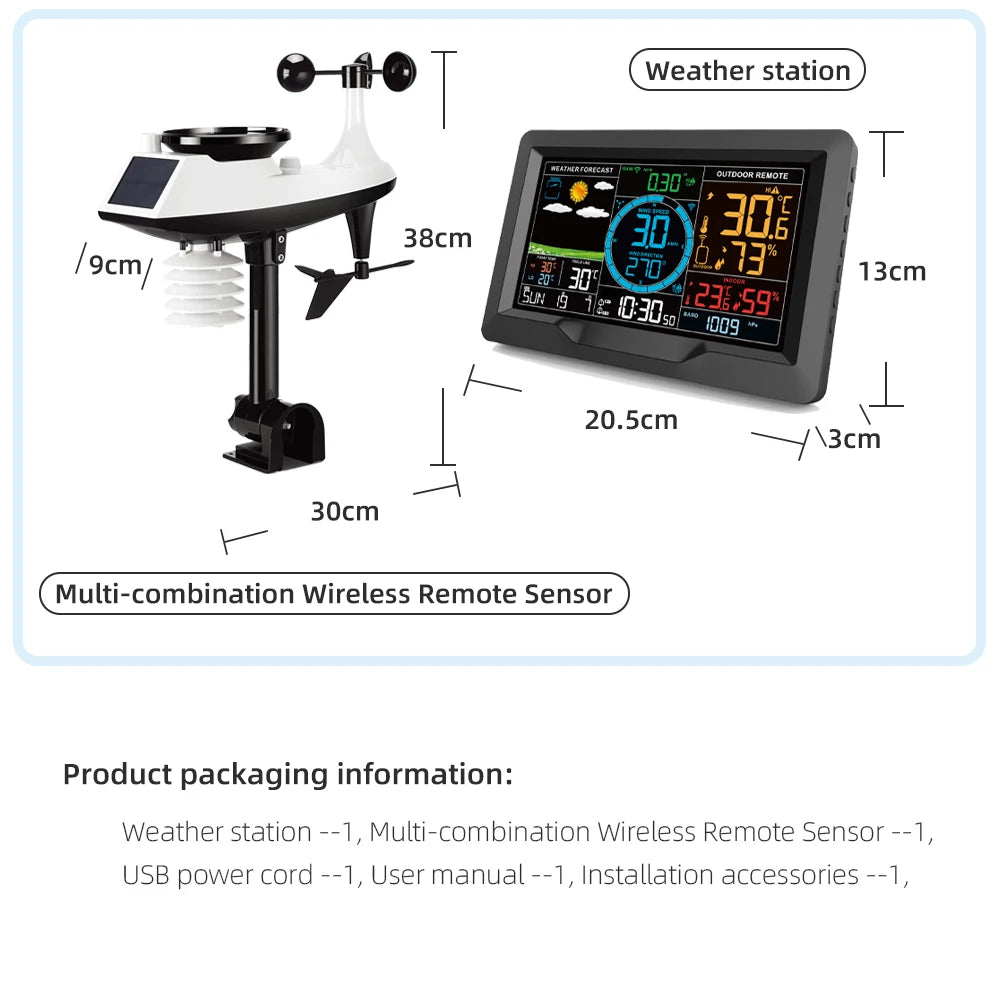FJ3390A Multifunctional Weather Station - Temperature, Humidity, Wind Speed & Rainfall Detection with Weather Forecast Clock