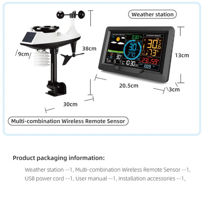 FJ3390A Multifunctional Weather Station - Temperature, Humidity, Wind Speed & Rainfall Detection with Weather Forecast Clock