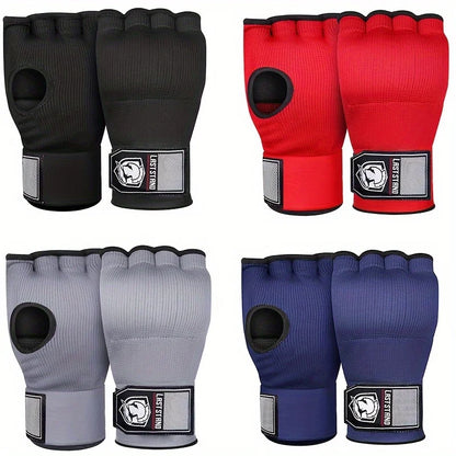 MMA Half Finger Gel Boxing Gloves with Long Wrist Strap - Muay Thai & Sanda Training Inner Hand Wrap Accessory