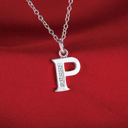 26 Letters 925 Sterling Silver Zircon Necklace Pendant – Personalized Alphabet Jewelry for Women | Elegant Wedding & Gift Accessory