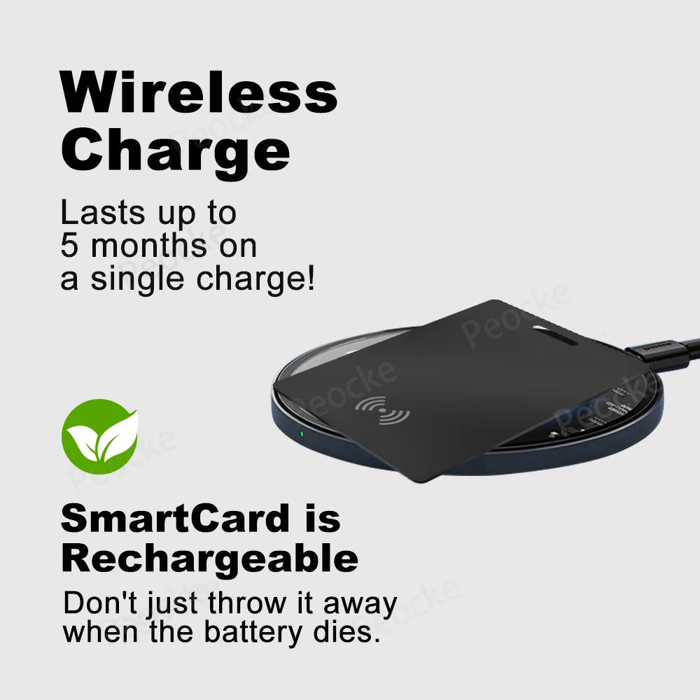 Wallet Anti-Loss Card – GPS Smart Tag with iPhone Find My Bluetooth, Ultra-Thin Wireless Charging, IP67 Waterproof